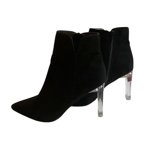 Marc New York Bootie Women’s SZ 9.5 M Black AMELIA Ankle Clear Heel Faux Suede - Picture 4 of 15